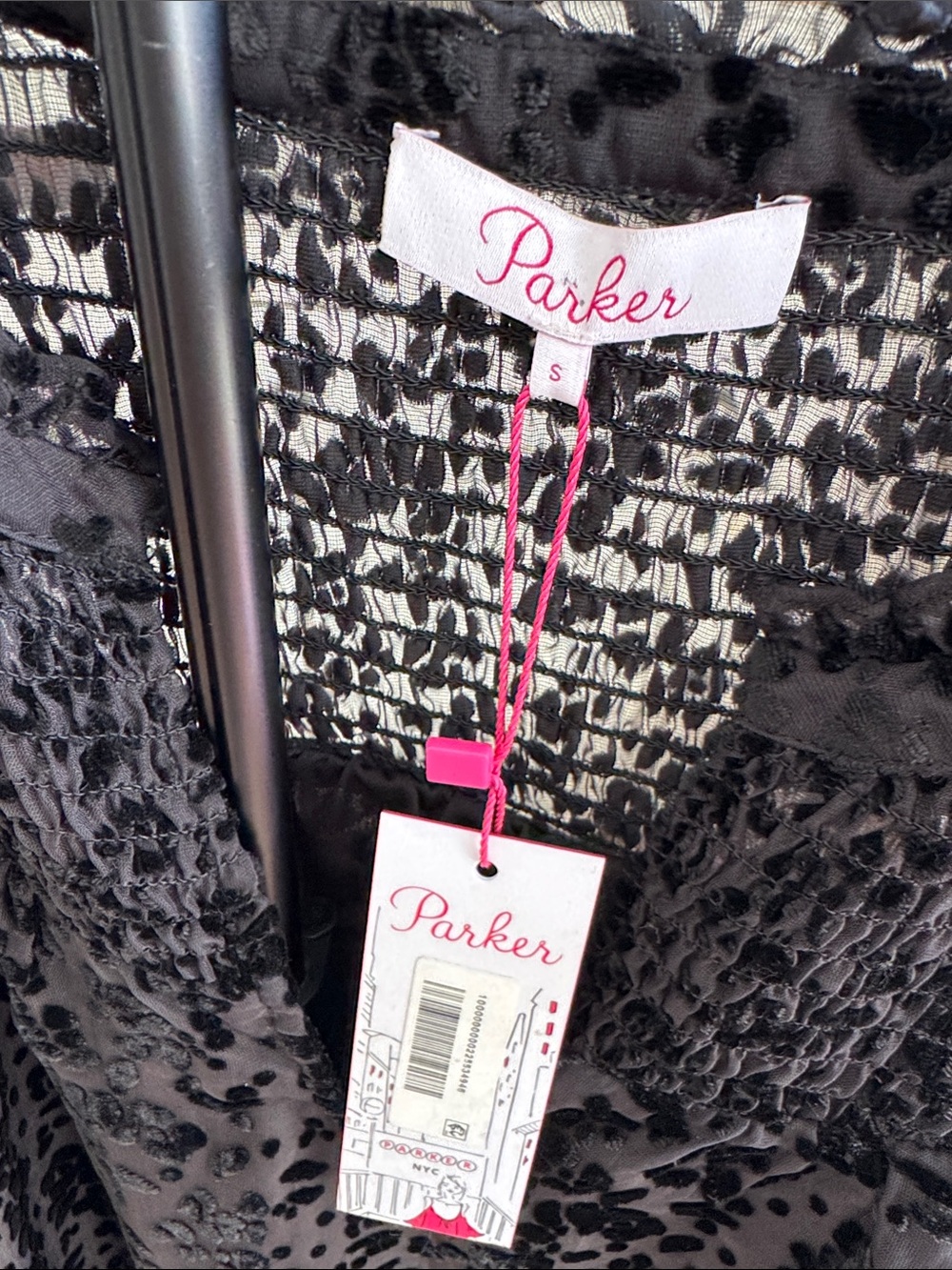 NWT!! #665 PARKER Black Floral Velvet Burnout V-Neck Sheer Sleeve Blouse - Picture 5 of 10